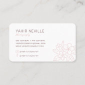 Elegante Rosa Floral Logo Visitenkarte (Rückseite)