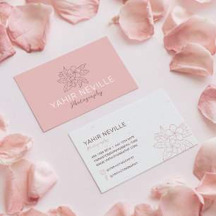 Elegante Rosa Floral Logo Visitenkarte