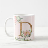Elegante Rosa Floral Monogram D Kaffeemaschine Tas Kaffeetasse (Links)