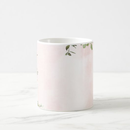 Elegante Rosa Floral Monogram J Coffee Tasse (Mittel)
