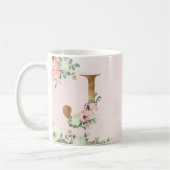 Elegante Rosa Floral Monogram J Coffee Tasse (Links)