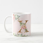 Elegante Rosa Floral Monogram X Tasse (Links)