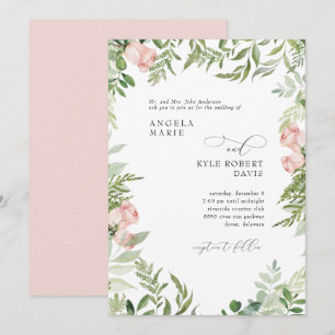 Elegante Rosa Floral Watercolor Eukalyptus Eltern Einladung