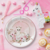 Elegante rosa Floral Watercolor Llama Baby Shower  Pappteller (Party)