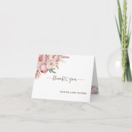 Elegante Rosa Floral Wedding Danke Card