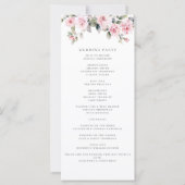 Elegante Rosa Floral Wedding Program Flat Card (Rückseite)