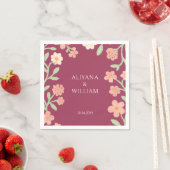 Elegante rosa Floralborder minimal Serviette (Beispiel)