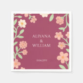 Elegante rosa Floralborder minimal Serviette (Vorderseite)
