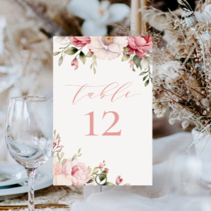 Elegante rosa florale Baby in Bloom Babyparty Tischnummer