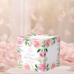 Elegante rosa florale Bat Mitzwa feiernde individu Geschenkschachtel