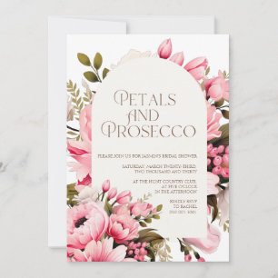 Elegante rosa florale Blüten Prosecco Brautparty Einladung