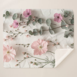 Elegante Rosa Florale Botanische Sherpa-Decke Sherpadecke