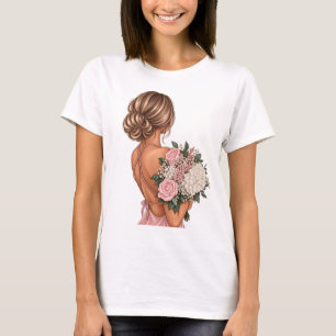 Elegante rosa florale Brautjungfer – Hochzeit T-Shirt