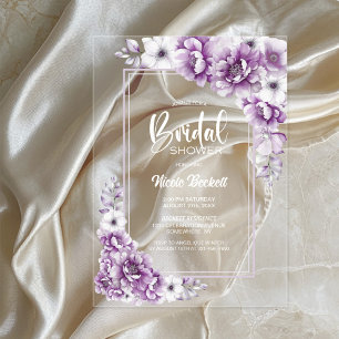 Elegante rosa florale Bridal Shower-Einladung Acryleinladungen