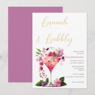 Elegante rosa florale Brunch & Bubbly Brautparty  Einladung