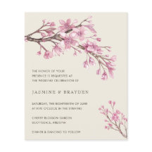 Elegante rosa florale Budget-Hochzeitseinladung