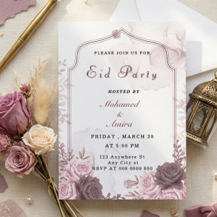 Elegante rosa florale Eid-Party-Einladung Einladung