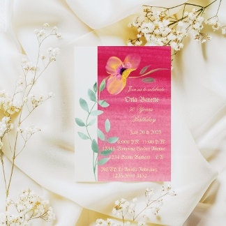 Elegante rosa florale Einladung zum 50. Geburtstag