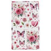 Elegante, rosa, florale Frau Kleine Geschenktüte (Rückseite)