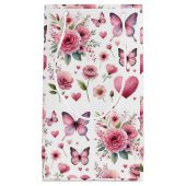 Elegante, rosa, florale Frau Kleine Geschenktüte (Vorderseite)