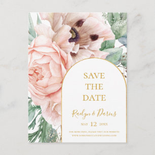 Elegante Rosa Florale Garten Save The Date Postkar Einladungspostkarte