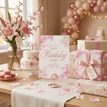 Elegante rosa florale Geburtstagseinladung