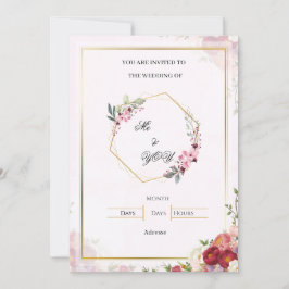 Elegante rosa florale geometrische Hochzeits-Einla Einladung