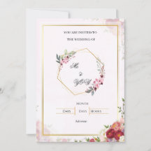 Elegante rosa florale geometrische Hochzeitseinlad