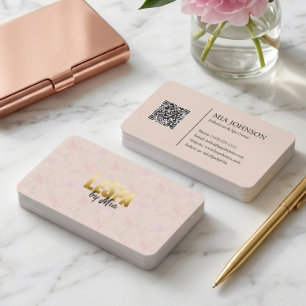 Elegante rosa florale goldene feminine Luxus-Marke Visitenkarte