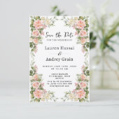 Elegante Rosa Florale Hochzeit "Save the Date" Save The Date (Stehend Vorderseite)