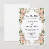 Elegante Rosa Florale Hochzeit "Save the Date" Save The Date (Vorne/Hinten)