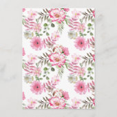 Elegante rosa florale Hochzeitskarte Begleitkarte (Rückseite)