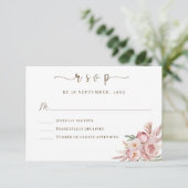 Elegante, rosa, florale Hochzeitskarte RSVP (Stehend Vorderseite)