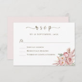 Elegante, rosa, florale Hochzeitskarte RSVP (Vorne/Hinten)