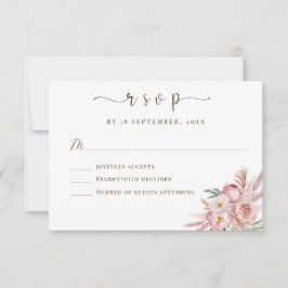 Elegante, rosa, florale Hochzeitskarte RSVP Karte