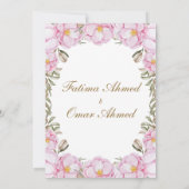 Elegante, rosa, florale islamische Hochzeit Einladung (Rückseite)