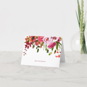 Elegante rosa florale Lehrerin Dankeskarte
