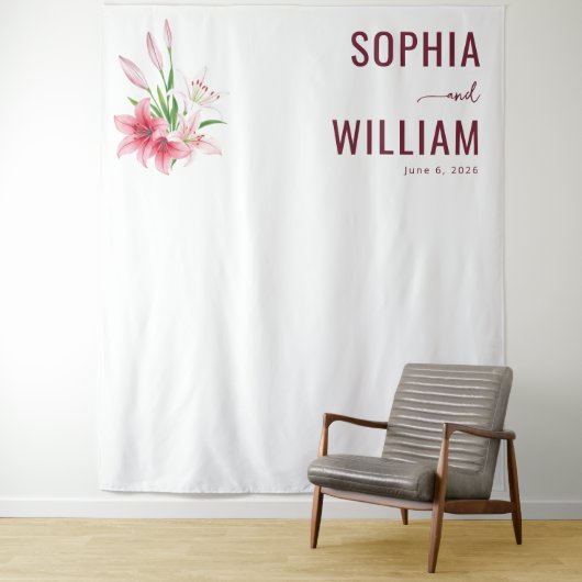 Elegante rosa Florale Lilien Wandteppich (Beispiel)