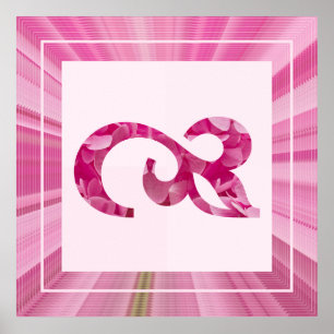 Elegante rosa florale links-rechts geschwungene me poster