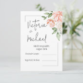 Elegante rosa florale Moderne Hochzeit RSVP Karte (Stehend Vorderseite)