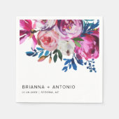 Elegante rosa florale Moderne Hochzeit Serviette (Vorderseite)