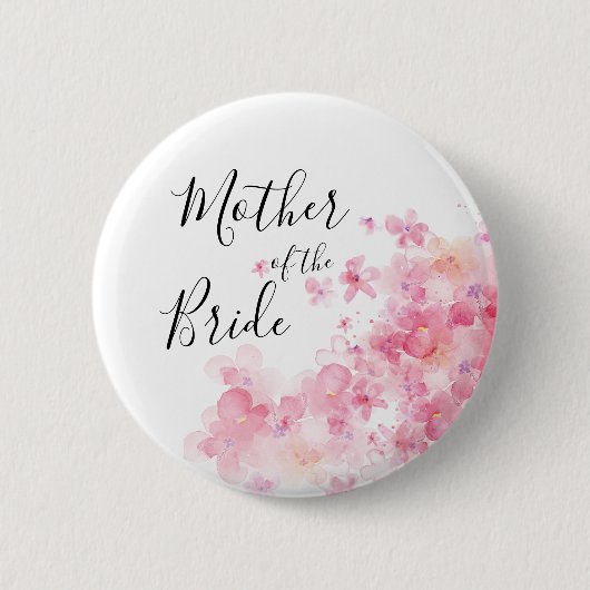 Elegante, rosa, florale Mutter der Braut Button (Vorderseite)
