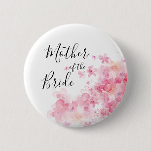 Elegante, rosa, florale Mutter der Braut Button