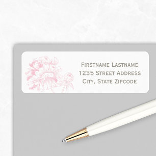 Elegante rosa florale Pfingstrosen-Hochzeitsadress