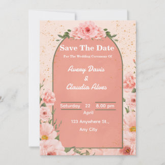 Elegante rosa florale Rosenhochzeits-Einladung Einladung