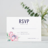 Elegante rosa florale RSVP Karte (Stehend Vorderseite)