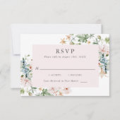 Elegante rosa florale RSVP-Karte RSVP Karte (Vorderseite)