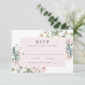 Elegante rosa florale RSVP-Karte RSVP Karte (Stehend Vorderseite)
