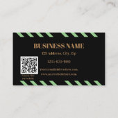Elegante rosa florale Streifen QR-Code Rabattkarte (Rückseite)