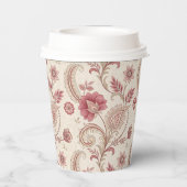 Elegante rosa florale verspielte Papiertasse Pappbecher (Rückseite)
